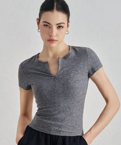 <b>Women's</b> <b>White</b> <b>Short</b> <b>Sleeve</b> Slim Fit Sports Top Half Zipper Round Neck Waist Shaping Athletic T <b>Shirt</b> - Product Image 3