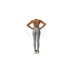 Ensemble de vêtements de sport pour femmes en 2 pièces, short taille haute et soutien-gorge de sport, débardeur court, motif uni, logo sur le devant, pour la course à pied, le yoga, l'entraînement - Product Image 2