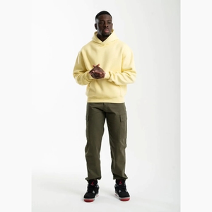 Sudadera con capucha de lana para hombre Sudadera con capucha de manga larga verde neón - Product Image 4
