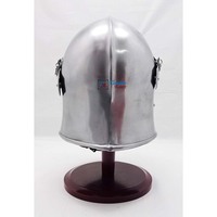 Casco de Caballero Medieval de Acero Completo, Plateado y Pulido, con Visera, para Cosplay, Recreación Histórica, Cine y Televisión, Hecho a Mano y Personalizado