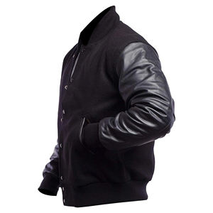 Nouvelles vestes de baseball universitaires décontractées pour hommes en noir et blanc, uniformes de gros, broderie, pour l'hiver - Product Image 3