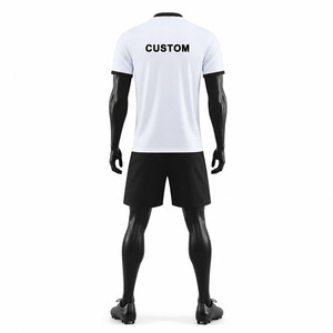 Uniforme de Fútbol Personalizado Blanco y Negro, Conjunto de Camiseta y Pantalones Cortos de Fútbol de Poliéster Transpirable, Ropa Deportiva de Secado Rápido para Hombre - Product Image 2