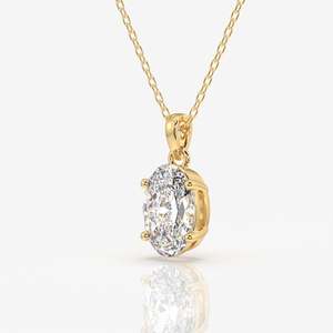 Collar con Colgante de Oro de 18K con Diamante Moissanite de Corte Ovalado, Elegante y Solitario - Product Image 3