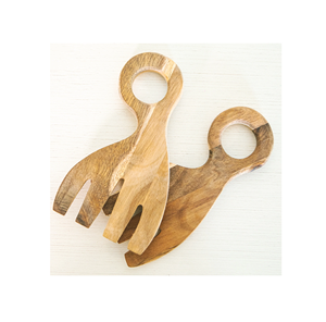 Mains de serveur de salade en bois d'acacia ensemble pour la maison hôtel restaurant mariage événement fournisseur de l'Inde meilleure vente - Product Image 3