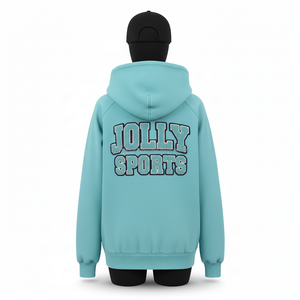 Sudadera con Capucha y Cremallera para Mujer, Algodón GSM, Felpa, Color Verde Azulado, Mangas Raglán, Bordado con Logotipo Personalizado, Estilo Deportivo Premium, Sudadera Básica con Cremallera - Product Image 2