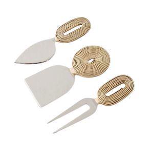 Couteau à fromage doré pour hôtel et restaurant, couteau en acier inoxydable à manche design, couteaux de cuisine polis et brillants - Product Image 2