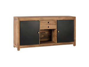 Mueble de Salón Rústico Vintage Estilo Moderno, Mueble de Madera de Mango Maciza con Detalles Metálicos, Aparador para Oficina en Casa - Product Image 6