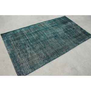 Tapis turc 3,7x6,6 pi (113x202 cm), tapis vintage bleu à motifs floraux - Product Image 3