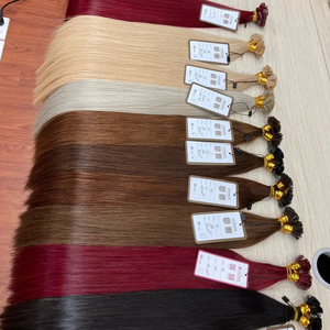 Extensiones de cabello Remy de estilo ondulado recto sedoso de trama con punta en I doble dibujada 100% al por mayor sin enredos sin desprendimiento 1g/punta Genius - Product Image 1