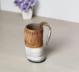 High Quality Eco-Friendly Buffalo <b>Horn</b> Mugs <b>Viking</b> <b>Horn</b> Mug Tankard with Carved Custom Engraving Logo India - Product Image 1