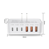 Chargeur rapide GaN 100W PD QC3.0 USB-A Type-C, station de charge rapide multi-ports murale US/EU/UK/JP pour iPhone MacBook