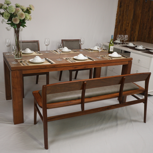 Ensemble de salle à manger en bois de noyer massif design rectangulaire en noyer foncé fabriqué au Vietnam construit pour durer finition résistante aux rayures | SWT505P6 - Product Image 1