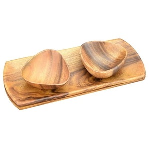 Bol de service avec plateau Bol en bois naturel non toxique Plater Snacks & Chutney Bol de service en bois de neem sans couleur utilisée - Product Image 1