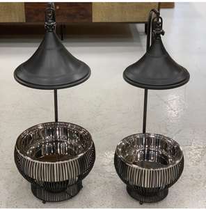 Nouveauté Réchauffeur d'aliments rond noir style arabe Casserole marmite chauffe-plats en acier inoxydable métal pour Buffet Ramadan - Product Image 1