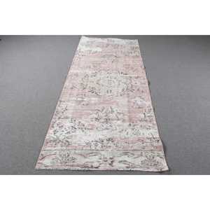 พรมขนาด 3.5x8.4 ฟุต, พรมตุรกีโบราณ, พรมขนสัตว์สีชมพู - Product Image 1