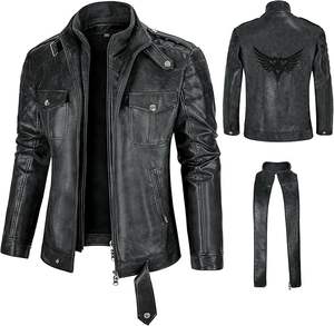 Chaqueta de Cuero Vacuno Marrón para Hombre 2024 con Cuello Alto, Mangas Completas y Bolsillos, Precio Competitivo, Chaqueta de Invierno, Servicio OEM - Product Image 1