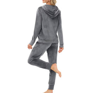 2025 conjuntos de chándal de terciopelo de algodón 100% de calidad personalizada al por mayor ropa deportiva de talla grande para mujer ropa de invierno con patrón sólido - Product Image 2