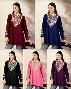 Ropa tradicional india y pakistaní para mujer, lista para usar, rayón pesado, Kurtis cortos, precio al por mayor, fabricación india superior - Product Image 6