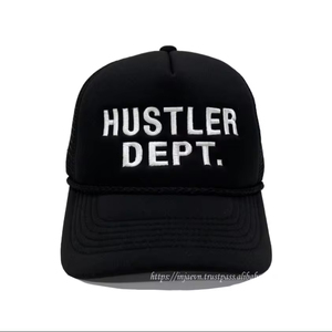 Casquettes de camionneur personnalisées avec logo brodé ODM/OEM, décoration en corde, haute qualité, 5 panneaux, casquettes de sport personnalisées noires, vente chaude - Product Image 1