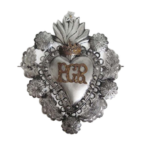 Argent Antique Fini Métal Sacré Coeur Suspendu Ex Voto Sacré Coeur Pour Église Décoratif Catholique Cadeau & Décor