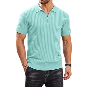 Camisas de Golf con cremallera personalizadas de alta calidad para hombre, manga corta, cuello transpirable, cuello bordado, antiarrugas, informales para polos - Product Image 2