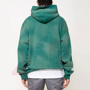 Custom Vintage Look Hoodie for Men Drop Shoulder Design <b>Sun</b> Faded Acid Wash Distressed Embroidery 100% Heavy French Winter - Product Image 3