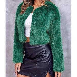 Abrigo Corto de Piel Sintética para Mujer, Chaqueta de Felpa para Invierno, Ropa de Calle Informal, Prenda Exterior Elegante - Product Image 2