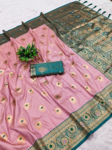 ส่าหรีผ้าไหมนุ่มลายผีเสื้อพร้อมดอกไม้ผ้าทอจากซารีชุดปาร์ตี้ส่าหรี - Product Image 6