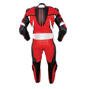 Hike Impex Men's <b>Red</b> Black Leather Motorcycle Racing <b>Suit</b> Full Sleeve Waterproof All Seasons Protective Gear Front Logo - Product Image 3