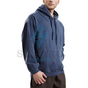 Customizable Vintage Oversized Men's Pullover Hooded Hoodie Solid <b>Thick</b> <b>Fleece</b> High Quality Personalized Logo - Product Image 2