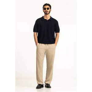 Polo B 100% Coton Coupe Classique avec Col Brodé Foncé Anti-Plis Motif Uni Vêtement de Golf de Haute Qualité - Product Image 5