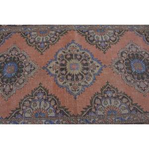 พรม4.3x12.3ft ตุรกีแนววินเทจสีส้มสีน้ำเงินแบบคลาสสิกงานเย็บปะทำจากขนสัตว์พรมห้องนั่งเล่นพร้อม9x12รองทำจากยาง - Product Image 5