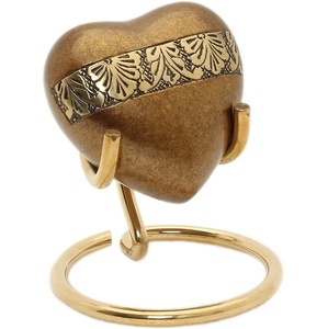 Urna de cremación de recuerdo en forma de corazón única para cenizas humanas hecha a mano en latón y urna de entierro de recuerdo grabada a mano en casa - Product Image 1
