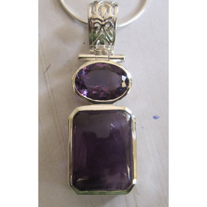Shah Gems Women's Natural Amethyst Pendant 925 Sterling <b>Silver</b> Crystal <b>Charms</b> - Product Image 1