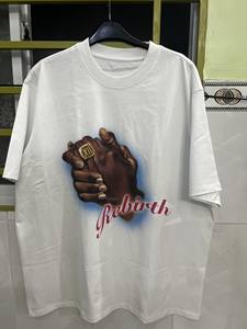 เสื้อยืดโอเวอร์ไซส์ระบายอากาศได้ดีใส่ได้ทั้งชายและหญิงผ้าคอตตอนถัก300gsm ผ้าไหมสไตล์สตรีท - Product Image 6