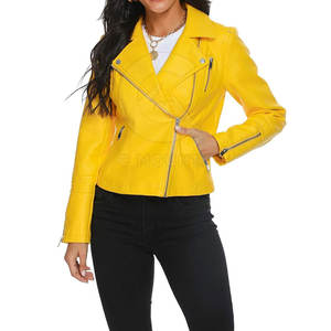 แจ็กเก็ตมอเตอร์ไซค์หนังแท้สำหรับผู้หญิงกันน้ำกันลมสำหรับฤดูหนาวสีพื้นย้อมสีออนไลน์ - Product Image 5