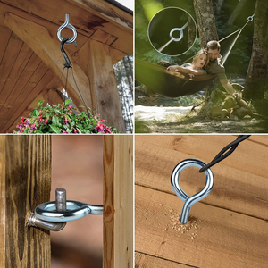 JSCREW <span class=keywords><strong>Vis</strong></span> à bois à usage intensif en acier inoxydable, taraudage des yeux, crochet mural suspendu pour intérieur et extérieur, raccord pivotant, fermoir en O - Product Image 5
