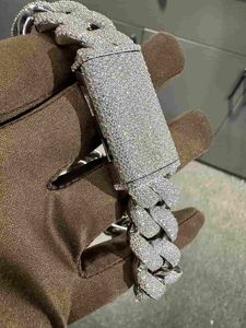 Bracelet en argent sterling 925 avec moissanite VVS, 20 mm, 8 pouces, plaqué or blanc - Product Image 4