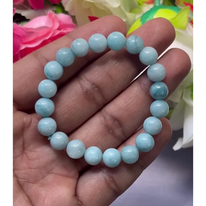 Blue <b>Opal</b> <b>Bracelet</b>: Round Gemstone Beads, Stretch <b>Bracelet</b> Unisex Classic Style Certified Anniversary Gift - Product Image 1