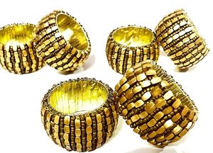 Rond de serviette perlé brillant Style design classique avec décoration dorée pour table pour fêtes mariages et cadeaux - Product Image 6