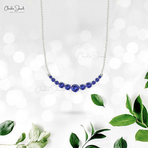 Collier fait main en tanzanite naturelle en or massif 14 carats de 4mm à 1.5mm Collier rond en pierres précieuses Vente en gros de bijoux en tanzanite - Product Image 5