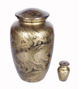 <b>Bronze</b> & Brass Metal Cremation Urn with Sky Blue Ract Design Eco-Friendly High Quality Tabletop <b>Vase</b> for Ashes Storage - Product Image 3