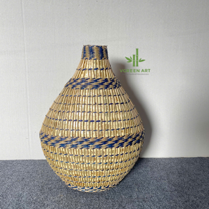 Vases à fleurs en herbe de mer de taille personnalisable, design Art Déco, vase sur pied pour la décoration de la maison, produit coloré - Product Image 2