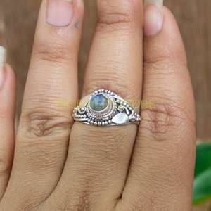 Bague en argent sterling 925 avec pierre précieuse labradorite naturelle, faite à la main, pour femmes et hommes, cadeau de Noël - Product Image 5