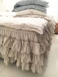 Wholesale LINEN Three-Ruffle Dust Ruffle <b>Bed</b> <b>Skirt</b> in Twin CalKing Queen Full King Double Sizes for Hotels - Product Image 6