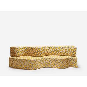 Superonda Contemporary Chesterfield <b>Sofa</b> Set Genuine Leather and <b>Fabric</b> for Living Rooms - Product Image 1