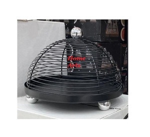 Serveur de gâteau de dessert en bois et en métal avec couvercle en verre Vaisselle de conception classique Serveur de gâteau de dessert avec couvercle - Product Image 3