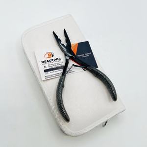 Custom Logo Black Plasma 2-Hole Hair Extension Plier with Glitter <b>Grip</b> Handle Reusable Styling Tool - Product Image 6