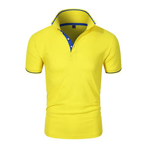 Patrón sólido personalizado para camisa polo Logotipo de diseño personalizado de alta calidad y cómodo disponible Múltiples amarillo liso - Product Image 1