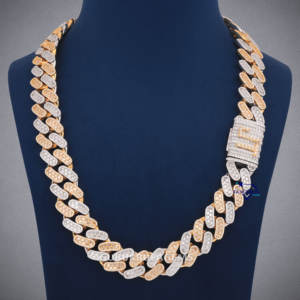 Elegante Iced Out Round y Baguette Cut Lab Grown Diamonds 925 Joyería de plata esterlina Diseño personalizado Hip Hop Cadena cubana - Product Image 1